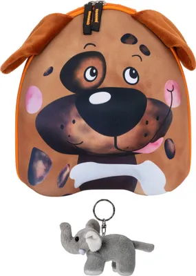 Produktbild von Kinderrucksack Kinder Mini Tiere Kindergartentasche für Jungen Mädchen Kleinkind 3 Jahre Fabrizio 20631-1200 Hund Braun + Elefant-Anhänger