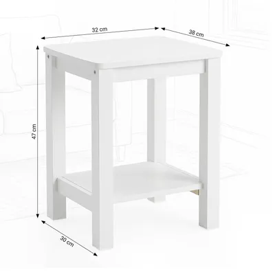 Produktbild von Homestyle4u Beistelltisch Weiß Couchtisch Wohnzimmer Nachttisch Nachtschrank Weiss Holz Schlafzimmer