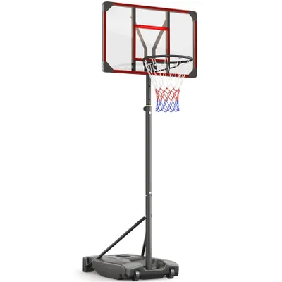 Produktbild von Yohood Basketballkorb für Kinder/Jugendliche, Basketballkorb mit Rädern, tragbar, 147-260 cm, höhenverstellbarer Basketballständer, Rot