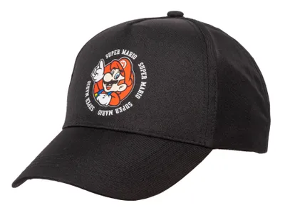 Immagine prodotto di Cappellino Super Mario nero – Cappellino ufficiale Nintendo con logo Mario rosso – Taglia unica regolabile – Articoli per fan per bambini e adulti