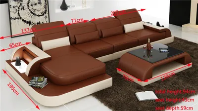 Produktbild von Braune L Form Sofa Couch Polster Garnitur Wohnlandschaft Design Ecksofa Leder