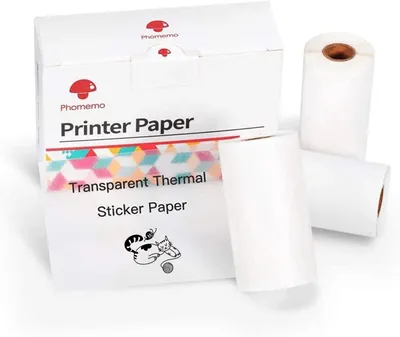 Image de Papier thermique transparent autocollant Phomemo, 50 mm x 3,5 m/3 rouleaux, notes d'études, journaux intimes, mémos DIY, résistant à l'huile et à l'eau, durée de conservation de 20 ans
