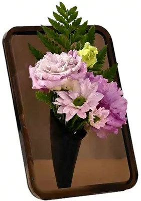Produktbild von Vase – Transparente Acrylvase – Bilderrahmenvase – 20 x 15 cm – Acryl-Blumenhalter – Kreative Vasen für Blumenarrangements – Schwarz transparent