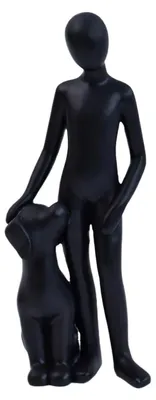 Sitzende Mensch-Hund-Skulptur, abstrakte Schreibtischdekoration, 16,5 cm