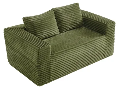 Imagen del producto de Sillón de dos plazas en terciopelo canalé verde de alta densidad