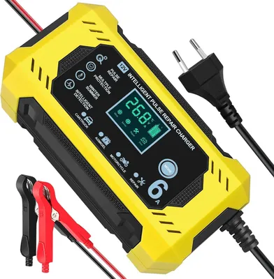 Produktbild von 12 V 6 A intelligentes Batterieladegerät, Motorrad-Batterieladegerät mit LCD-Touchscreen, mehrfache Überholung und Schutz, tragbares Batterieladegerät für Autos, LKWs und Motorräder
