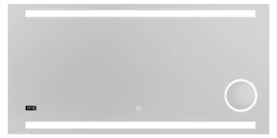 Produktbild von LED Badspiegel 120x60cm, Touchschalter, Kosmetikspiegel, Digitaluhr, IP24