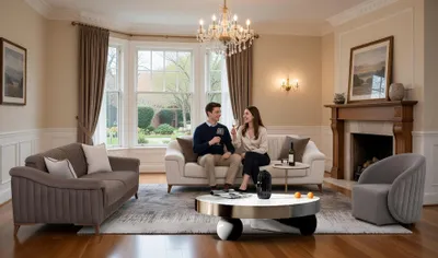 Produktbild von Bequemes 3-Sitzer Sofa und Sessel für modernen Raum