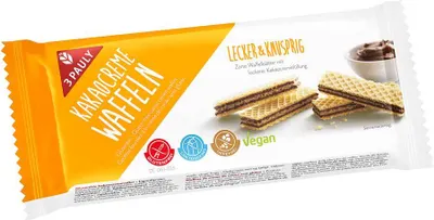 Zdjęcie produktu dla 3 wafle z kremem kakaowym Pauly 125 g