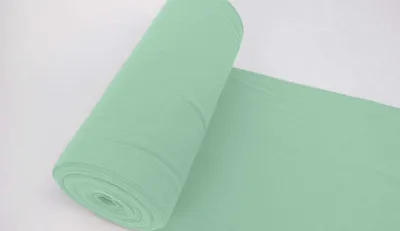 Produktbild von Bündchenstoff LUC Mint, Uni 270 g/m², Strickschlauch glatt/fein, 35 cm breiter Schlauch, 25 cm lang, Meterware