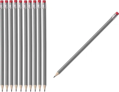 Produktbild von 10 Bleistifte mit Radierer / HB / ohne Herstellerlogo / Farbe: lackiert grau