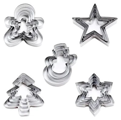 25er Set Weihnachts-Ausstechformen aus Edelstahl