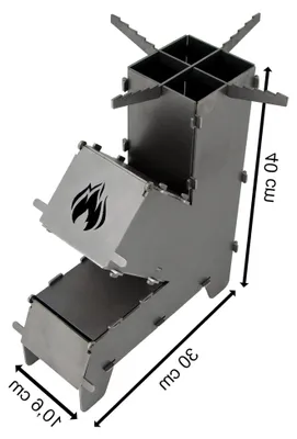 Produktbild von Raketenofen Stecksystem aus 3 mm dickem Stahl Feuerschale BBQ Holzofen Campingkocher Campinggrill Germany (Mittel)