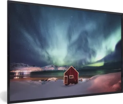 Produktbild von MuchoWow® MuchoWow® Gerahmtes Poster Nordlichter - Himmel - Nacht 60x40 cm - Poster mit zchwarzem Bilderrahmen - Printing - Wanddeko Schlafzimmer