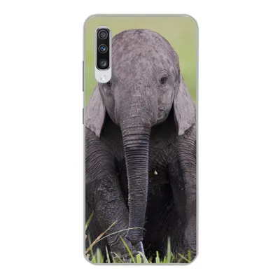 Produktbild von MuchoWow® Handyhülle Schutzhülle Hülle für Samsung Galaxy A70 Elefant - Baby - Tiere - Gras - Natur Silikon Softcase Handy Hülle - Schutzhaube