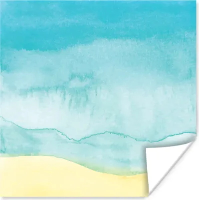 Produktbild von MuchoWow® Poster Strand - Meer - Aquarell 75x75 cm - Wand Dekoration