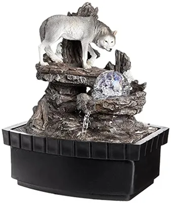 Productafbeelding van Tafelfontein - Waterornament - Ontspanning Creëren - Kleurveranderend LED - 21 x 16 x 26 cm - Grijs