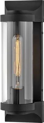 Produktbild von Außenwandlampe Aluminium Glas 35,6 cm hoch IP44 Schwarz E27 Vintage Außenlampe Wand