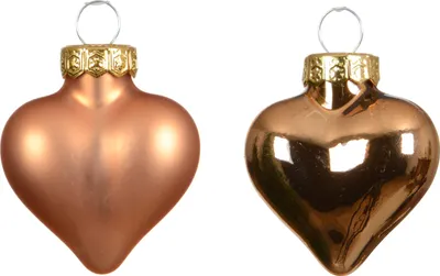 Produktbild von Christbaumschmuck Herzen 4cm Glas 12 Stück - Brandy