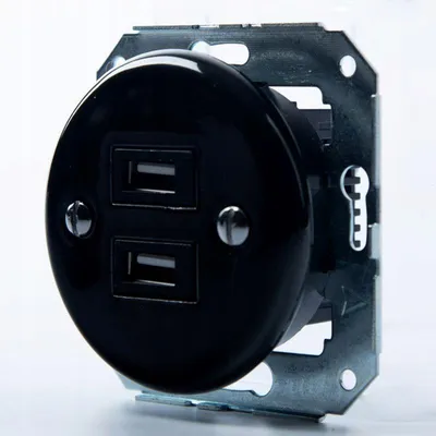Produktbild von JLM Keramik Unterputz Steckdose 2xUSB Schwarz Retro