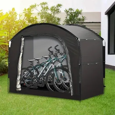 Immagine prodotto di Garage per biciclette - Nera - Tenda impermeabile per il deposito - 220x150x185 cm - Tessuto Oxford - Per 2 biciclette