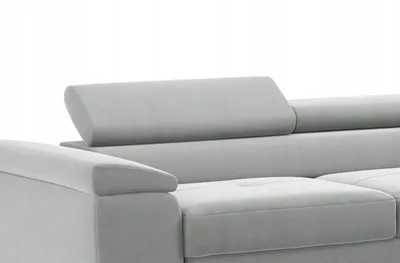 Image de GUTTO Canapé d'angle CRUX Canapé d'angle Fonction couchage Rangement Tête de lit réglable en velours GRIS CLAIR