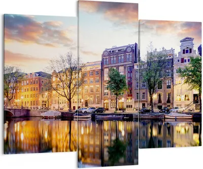Produktbild von Bild auf Leinwand - Leinwandbild - Holland Kanal - 130x100cm - Wand Bild - Wanddeko - Wandbilder - Leinwanddruck - Bilder - Kunstdruck - Wanddekoration - Leinwand bilder - Wandkunst - CB130x100-4068