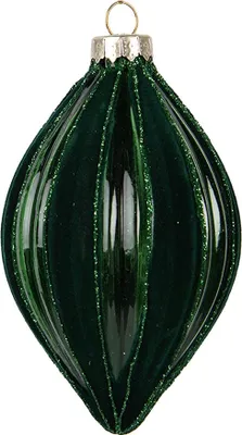 Image de Clayre & Eef Boule de Noël Ø 7x12 cm Vert Verre