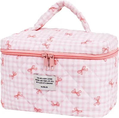 Produktbild von Kosmetiktasche rosa, Schleifenmuster, für Reise