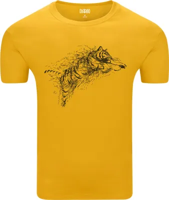 Produktbild von Diarbo Herren T-Shirt mit Tierliebhaber Druck Skizze Eines Springenden Tigers Gelb Gr.XL