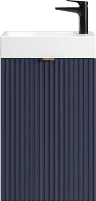 Produktbild von Handwaschbeckenschrank geriffelt - Tür wendbar - Blau & Weiß - 60 x 40 x 22 - VAHIRA