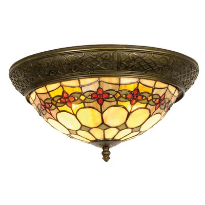 Obrázok produktu pre LumiLamp 5LL-5355 Stropné svietidlo Tiffany Ø 38x19 cm Béžové červené sklo Rose Triangle