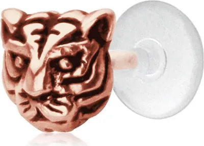 Produktbild von Ohrring Tragus Ohrpiercing 925 Sterling Silber mit Tigerkopf Material - Silber rosévergoldet Stablänge - 6 mm