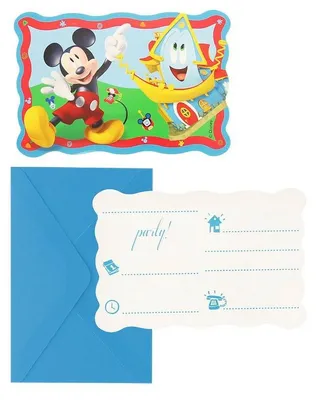 Immagine prodotto di 6 biglietti d'invito Mickey Mouse colorati -