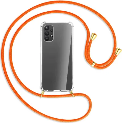 Produktbild von Handykette Backcover-Schutzhülle mit Band (Metall goldfarben) für Samsung Galaxy A23 4G - neonorange