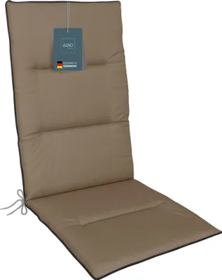 Produktbild von LILENO HOME Gartenstuhl Auflagen als [1er Set - Hochlehner] in Sand + Keder Grau - bequeme Liegen als Sitzauflagen für Gartenmöbel - Stuhlkissen für Gartenstühle und Klappstühle