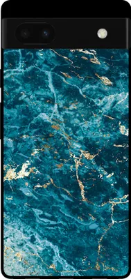 Produktbild von Smartphonica Handytasche für Google Pixel 6A mit Marmordruck - TPU Rückseite Abdeckung Fall Marmor Design - Blau Gold