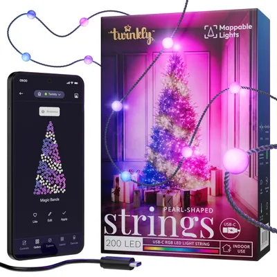 Produktbild von Twinkly Strings USB-C Pearls, Intelligente Strangleuchte, Wi-Fi/Bluetooth, Mehrfarbig, Rund, 16000000 Farben, 30000 h