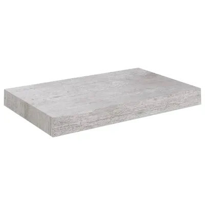 A floating shelf with a concrete-like texture is shown against a white background.