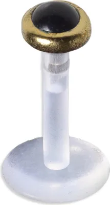 Produktbild von viva-adorno 1,2 x 8mm Labret Stecker Lippenpiercing Tragus Piercing Bioflex Messing Vintage Antik Style verschiedene Desgins Z512.D4 Onyx