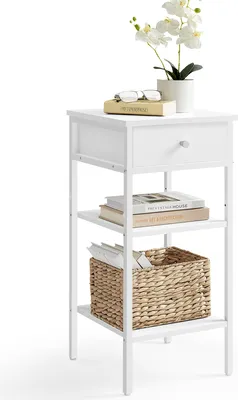 Produktbild von VASAGLE Nachttisch (1-St), mit Schublade, 2 Ablagen, Höhe 70 cm, weiß