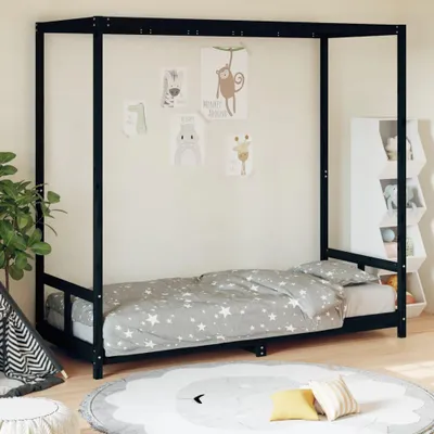 Obrázok produktu pre detská postieľka vidaXL Black 80x200 cm z masívneho borovicového dreva