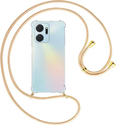 Produktbild von Handykette Backcover-Schutzhülle mit Band (Metall goldfarben) für Honor X7a (6.75'') - Goldkordel