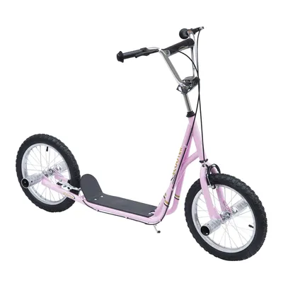 Produktbild von Tretroller Cityroller, Kinderroller mit 16-Zoll-Luftreifen & V-Bremse, Stahlrahmen Gummi, Rosa | ab 6 Jahre | Lenker 92–100 cm | 143x58x100 cm