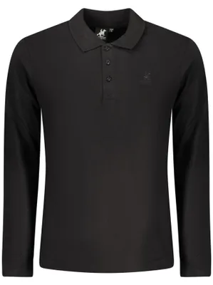 Produktbild von Elegantes Schwarzes Herren Langarm-Polo mit Stickerei und Logo