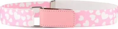 Produktbild von Ladeheid Kinder Gürtel Elastik-Gürtel 1-12 Jahre 34-90 cm P15 (Rosa/Weiße Herzen, 8-15 Jahre)