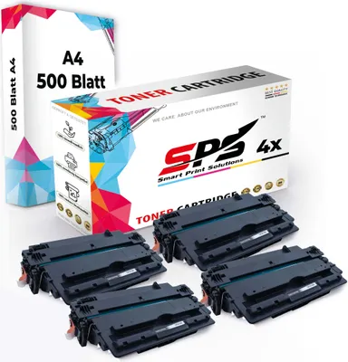 Produktbild von Druckerpapier A4 + 4x Multipack Set Kompatibel für HP Laserjet Enterprise MFP M 725 Z (CF214A/14A) Toner Schwarz