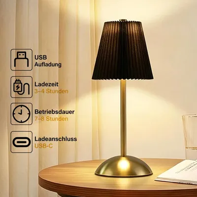Produktbild von 2 Stück Akku Tischlampe Kabellos Tischleuchte Schreibtischlampe Nachttischlampe
