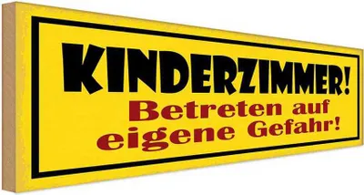 Immagine prodotto di vianmo Insegna in legno 10x27 cm Kinderzimmer betreten Gefahr