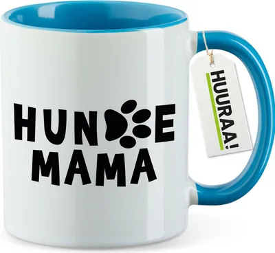 Produktbild von Huuraa Kaffeetasse Hundemama Tapse 330ml Blau Keramik Kaffeebecher Geschenkidee